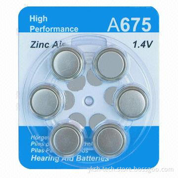 A675 zinc air battery, button cell battery for hearing aid, 1.4V 630mAh